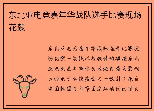 东北亚电竞嘉年华战队选手比赛现场花絮