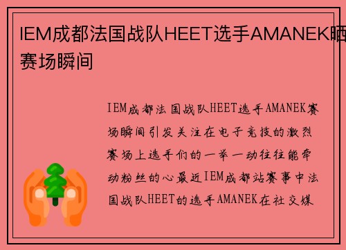 IEM成都法国战队HEET选手AMANEK晒出赛场瞬间